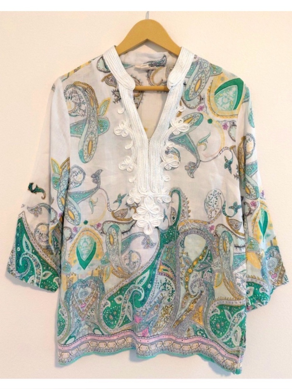 Preowned linen Charter Club paisley top XL excellent